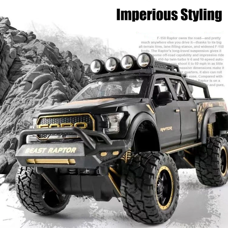 1:24 Scale Technical RAPTOR Alloy Car Model Diecast Car Off-road Vehicle Toys For Boys Birthday Gift Kids Toys Car Collection