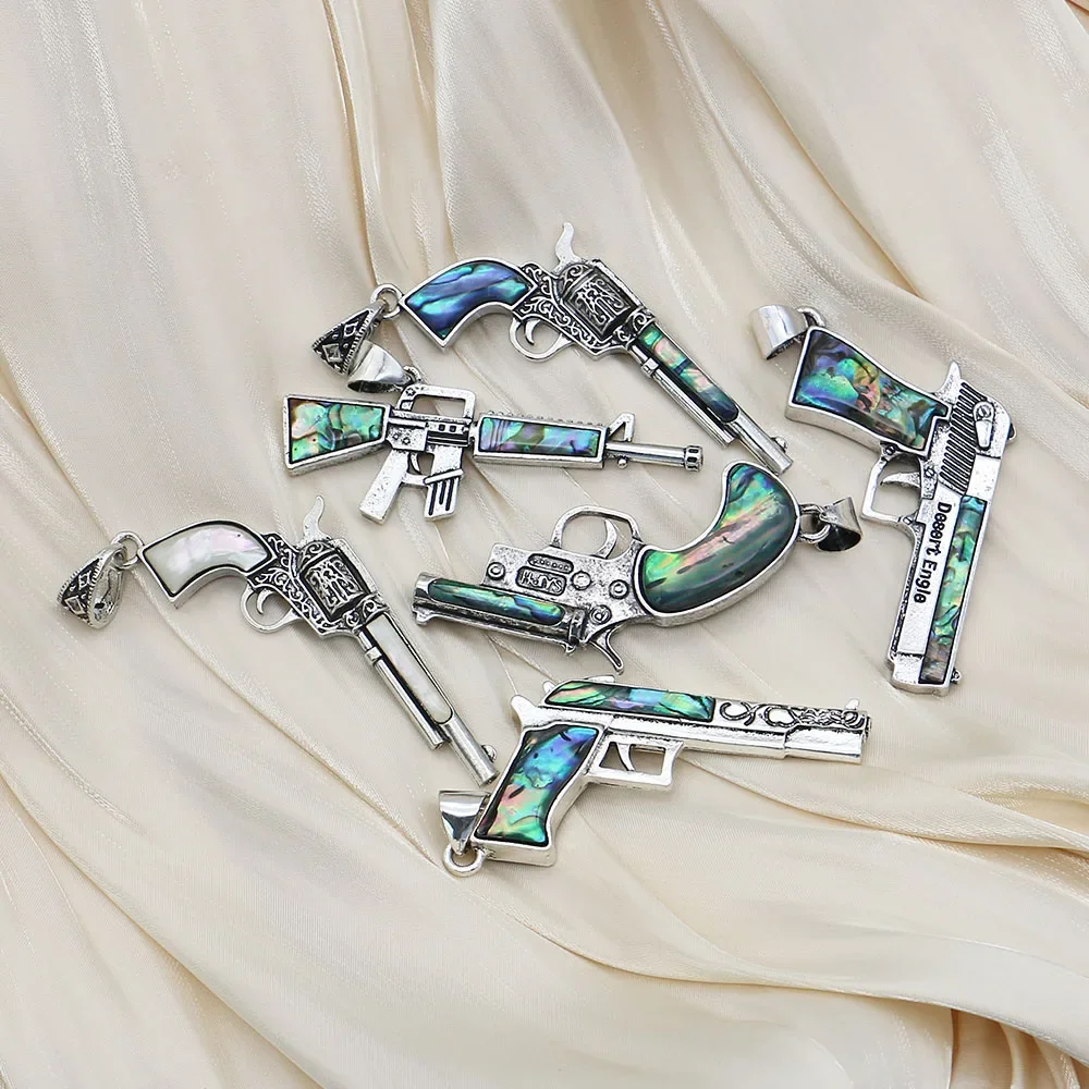 Classic Pistol-shaped Imitation Shell Freshwater Abalone Shell Electroplated Pendants Jewelry DIY Creative Necklace Earring