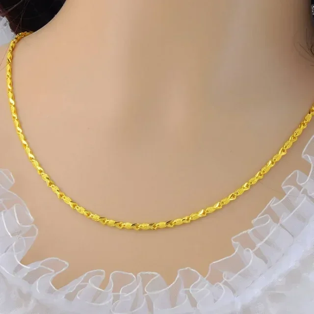 Shop with 9999 Real 24k Gold Necklace Pendant Love Real Gold Necklace Fashion Joker 5D Wedding