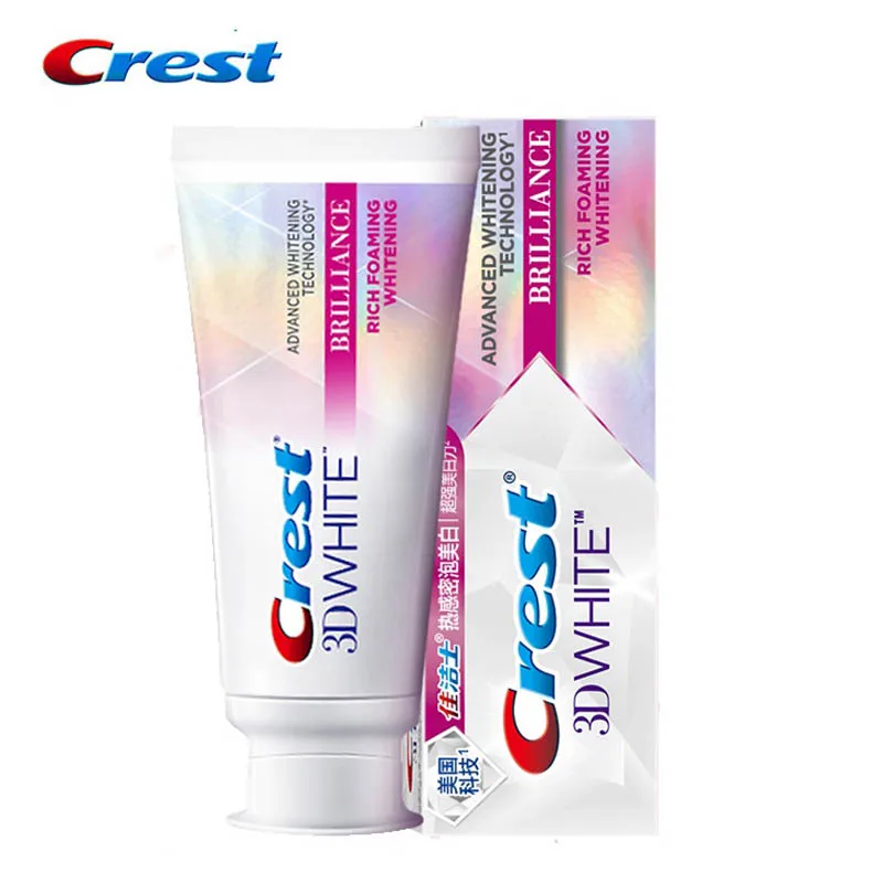 Crest 3D White Toothpastes Brilliance Rich Foaming Whitening Toothpaste Advanced Whitening Technology Remove Tooth Stain 90g