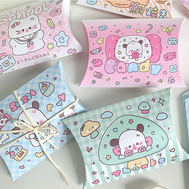 10pcs/lot Kawaii Candy Packaging Paper Box Pillow Shape Gift Box DIY Birthday Wedding Party Kids Favor Cute Kraft Paper Box Bags