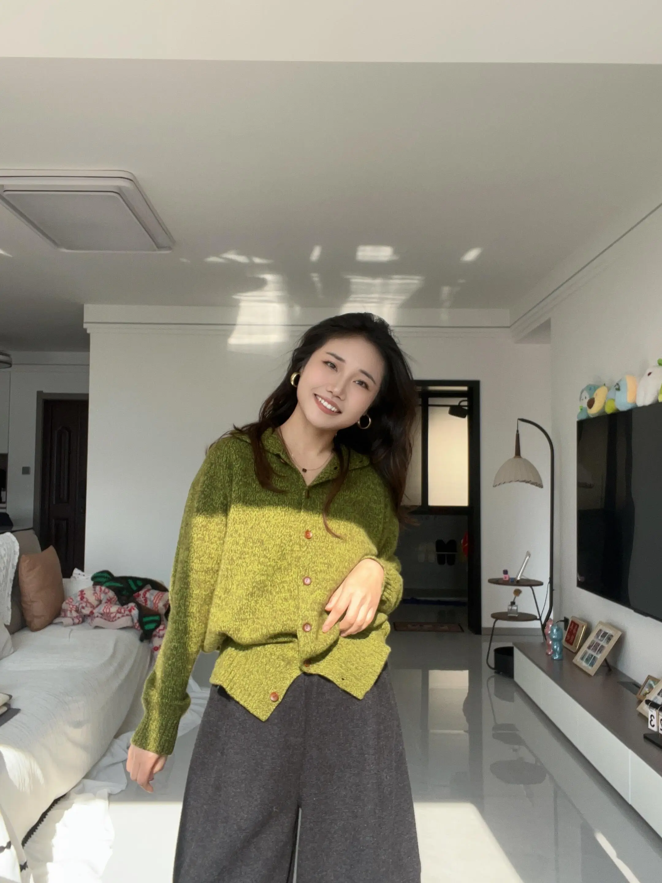 

Women's High Collar Long Sve Knit Cardigan Loose Fit Thiened Autumn Winter New Sle Vintage Warm Open Front Sweater
