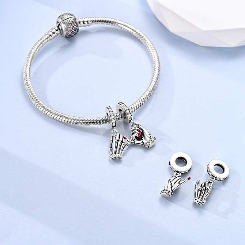 Mula 1Pc New Silver Plated Pinky Promise Pendant Dangle Charms Fit Original Snake Chain Charm Bracelet DIY Making Gift view 4