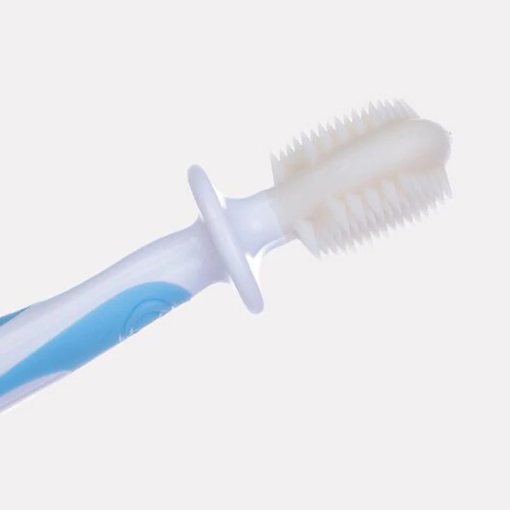 

Детская зубная щетка, набор для гигиены полости рта, синяя детская зубная щетка, мягкая щетина, силиконовый очиститель языка, тренировочная щетка для младенцев, нежная ручка