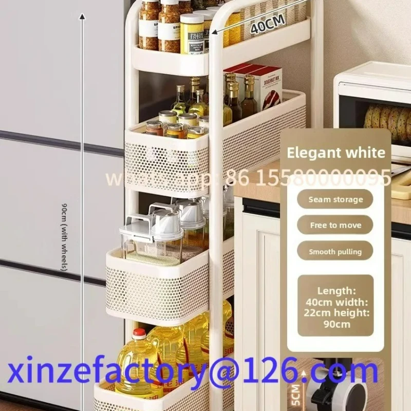 Carro organizador lateral de refrigerador de pie de elfo estrecho multicapa de cocina personalizable, almacenamiento