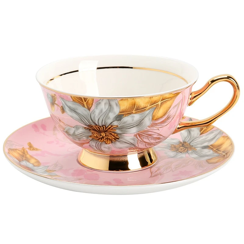 

Coffee cup set, small pair of cups, European style, small luxury gift box, bone china, British style.