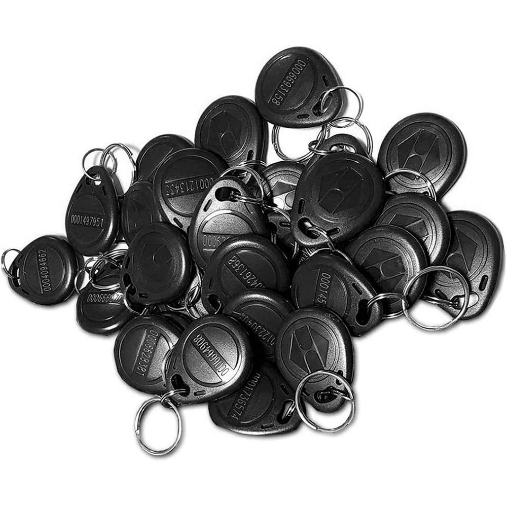 RFID EM4100 KeyFob Tag متوافق مع قارئ معرف 125 كيلو هرتز لباب الدخول وبطاقة قفل الأمان، للقراءة فقط