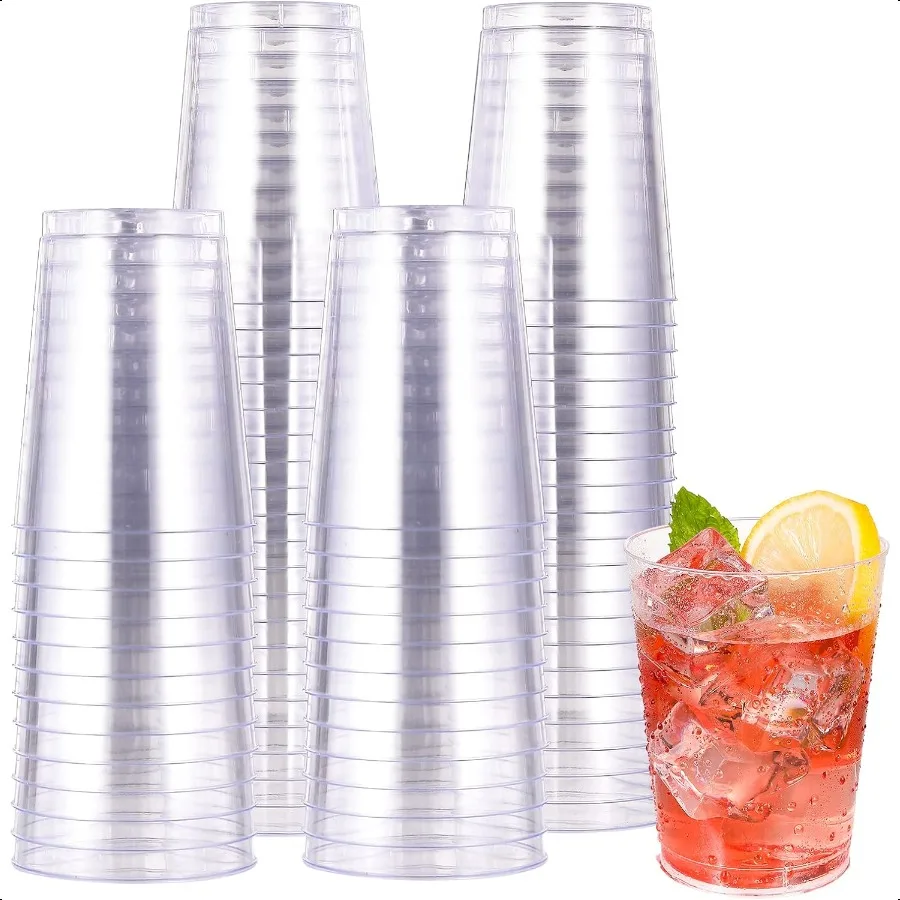 

Прозрачные пластиковые стаканчики на 10 унций, 100 упаковок стаканов, сверхмощные вечерние очки для Дня благодарения, Дня отца