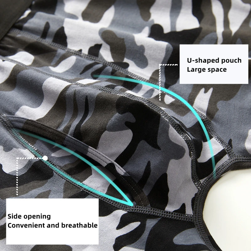 5pcs Men underpants boxing panties man Military Camouflage boxershorts mens underwear bulge Cotton Sports long Leg boxer for men