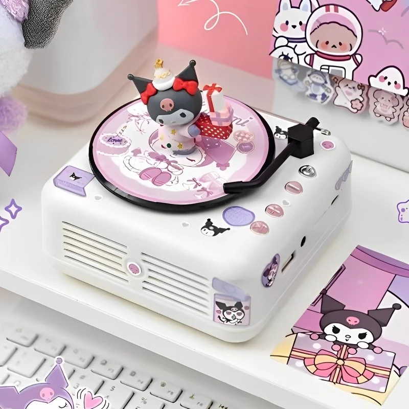 Sanrio Kawaii Cinnamoroll Pochacco Bluetooth Speaker Anime Vintage Bluetooth Alarm Clock Kuromi Audio Birthday Gifts For Girls