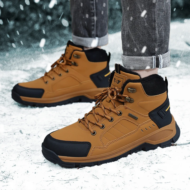 

Мужские зимние зимние ботинки, очень теплые мужские походные ботинки, высококачественные водонепроницаемые кожаные мужские ботинки, уличные ботильоны, кроссовки