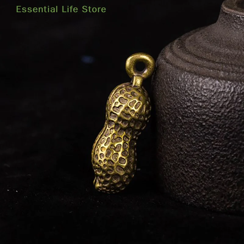 Adornos de campana de maní de latón, figuritas de cobre, decoraciones de escritorio Feng Shui, accesorios de decoración para el hogar, llaveros, colgantes, regalos