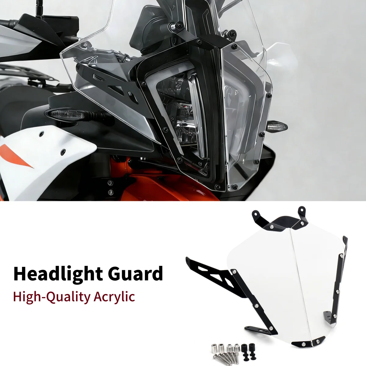 

Motorcycle Acrylic Headlight Protector Transparent Lens Head Lights Guard Headlamp Cover With Bracket For 790 890 Adventure R