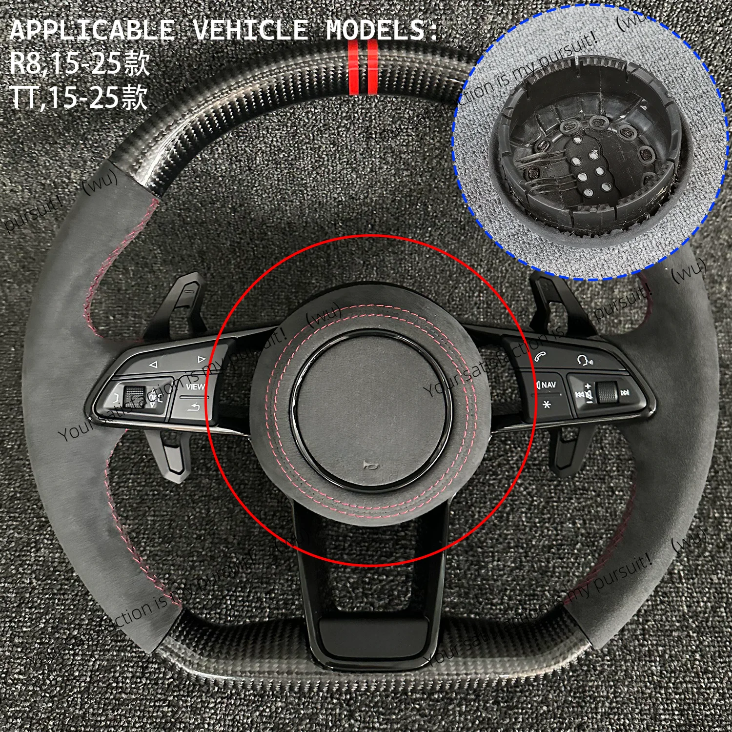 ZOCI-For Audi A1 / A3 / A4 / A5 / A6 / A7 / A8 / Q3 / Q5 / Q7 / Q8 / R8 / TT leather, suede steering wheel covers, horn covers view 5