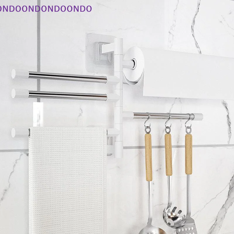 No Drill Rotating Towel Bar Wall Mounted Anti Slip 5kg Max Load Drying Holder for Bathroom Laundry Room Use