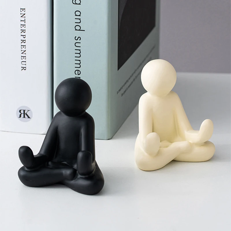 

Black and White Villain Crafts Resin Figure Sculpture Knickknack Creative Mobile Phone Stand Office Desktop Character Decoration