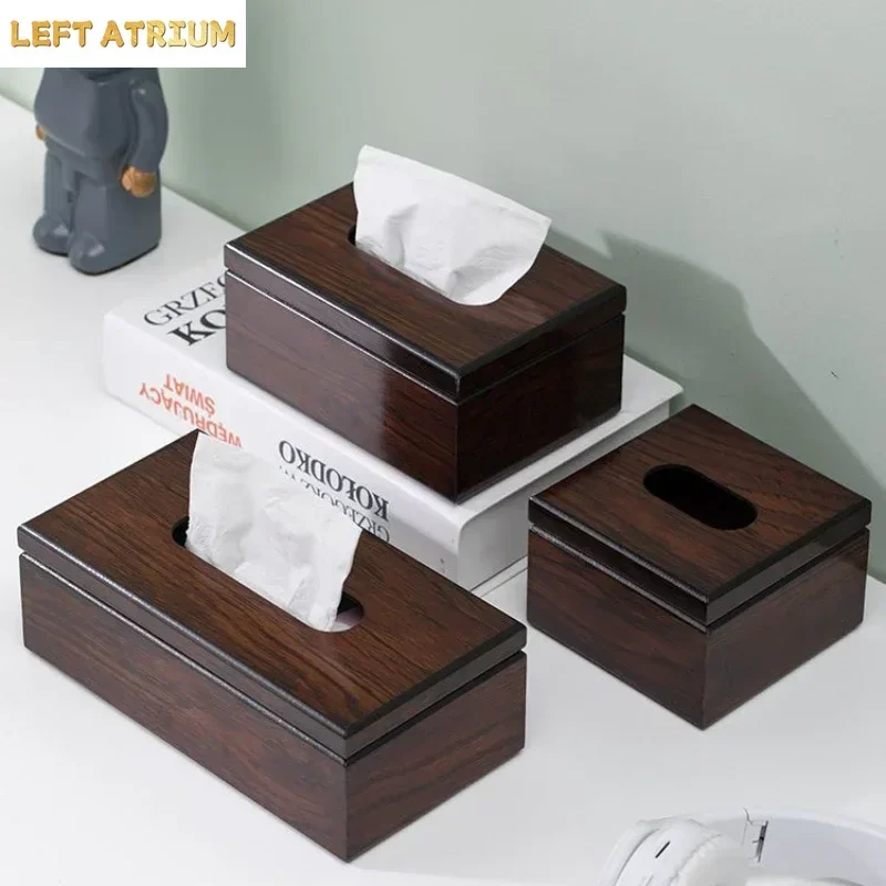 Walnut Wood Tissue Box Commercial Hotel Restaurant Paper Drawer Square Wooden Box Advertising Paper Drawer