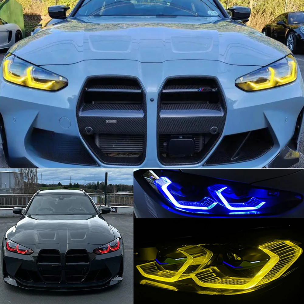 Yellow Daytime Running Light DRL For 2021 2022 BMW M3 M4 G22 G23 G26 G80 G82 G83 430i M440i Laser Headlight Blue Red Angel Eyes