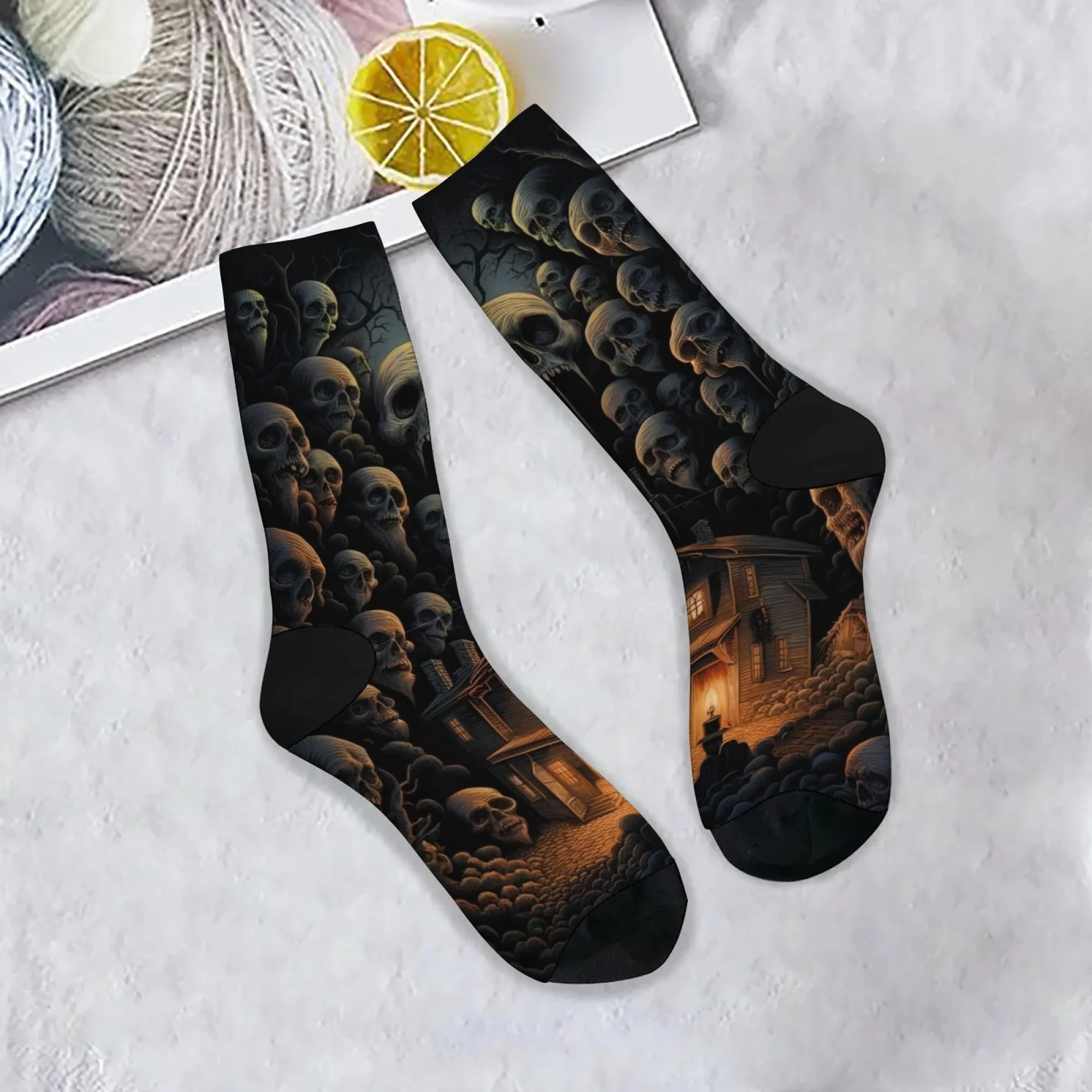 Harajuku Retro Schädel Spooky Hut Druck männer Socken Roman Horror Spannung Stil Casual Socken Street Fashion Crew Socken Party geschenke