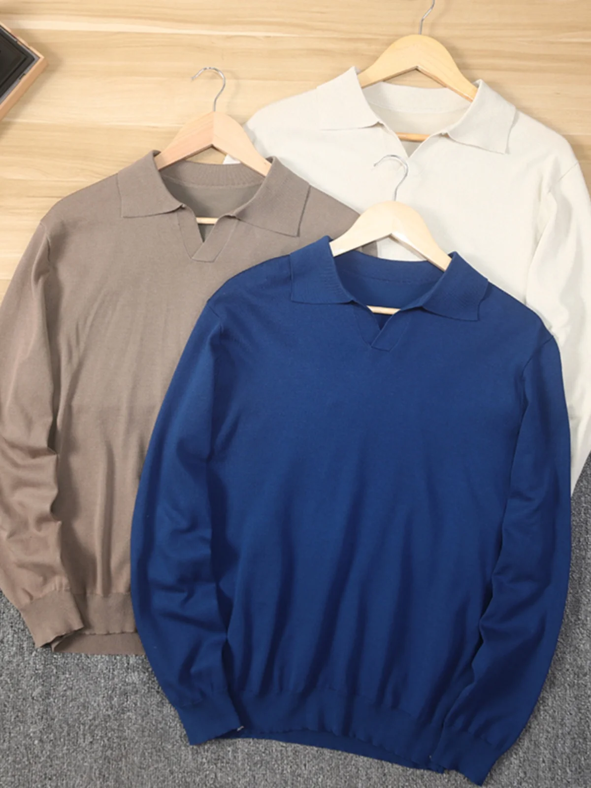 

Ele Small V-Ne Трикотаж Long Sve Pure Color Простой дизайн Мужская осень-зима Новый Sle Удобный крой Crew Ne Sw...