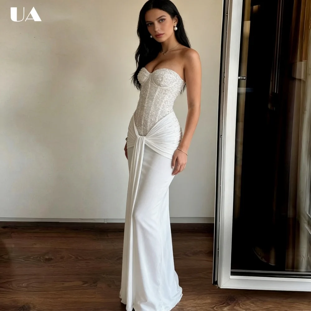 

Sparkly Sequined Mermaid Maxi Dress with Sweetheart Neck Elegant Sleeveless Long Dress for Woman Trendy Solid Draped Party Dress