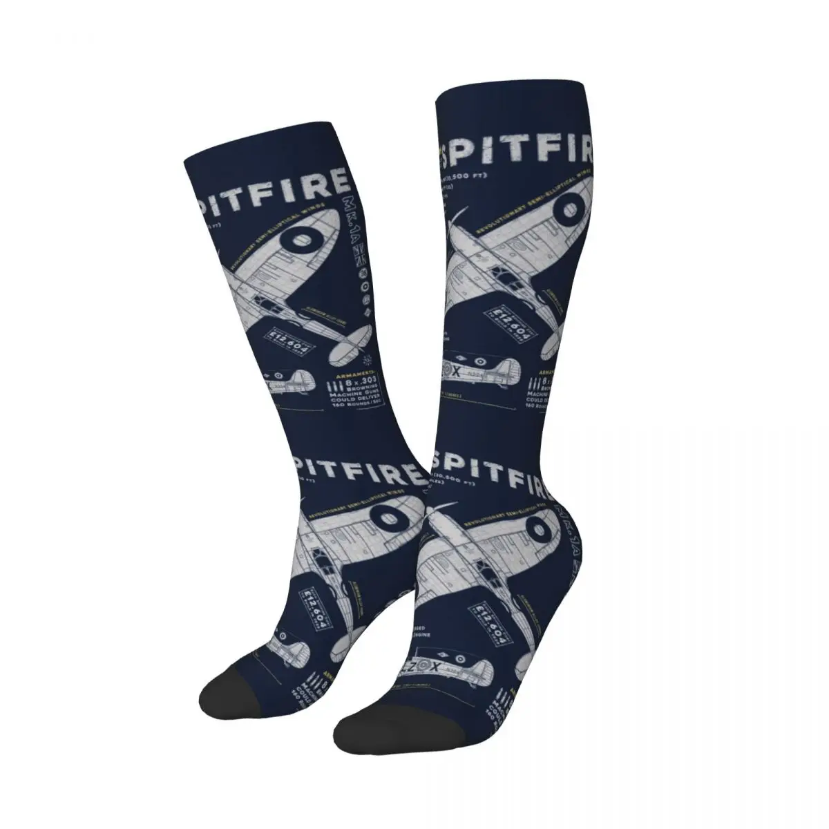 Supermarine Spitfire Women Thigh High Stockings Cute Fighter Pilot Aircraft Airplane Plane Over-the-Calf Tube Socks