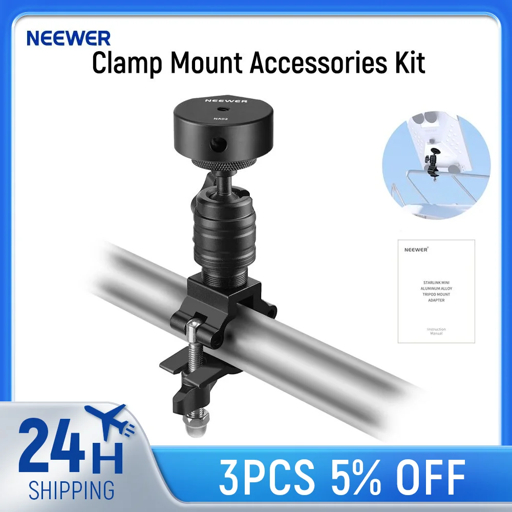 

NEEWER Clamp Mount Accessories Kit Compatible with Starklink Mini & 25-28mm Poles, Adjustable Roof Rack Pole Mount Adapter Kit