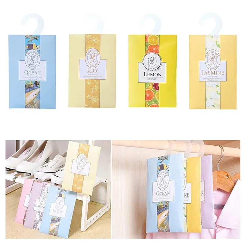 6Pcs Air Freshener Hanging Aroma Bag Natural Smell Incense Sachet Cupboard Bags Paper Pocket For Wardrobe Closet Fragrant