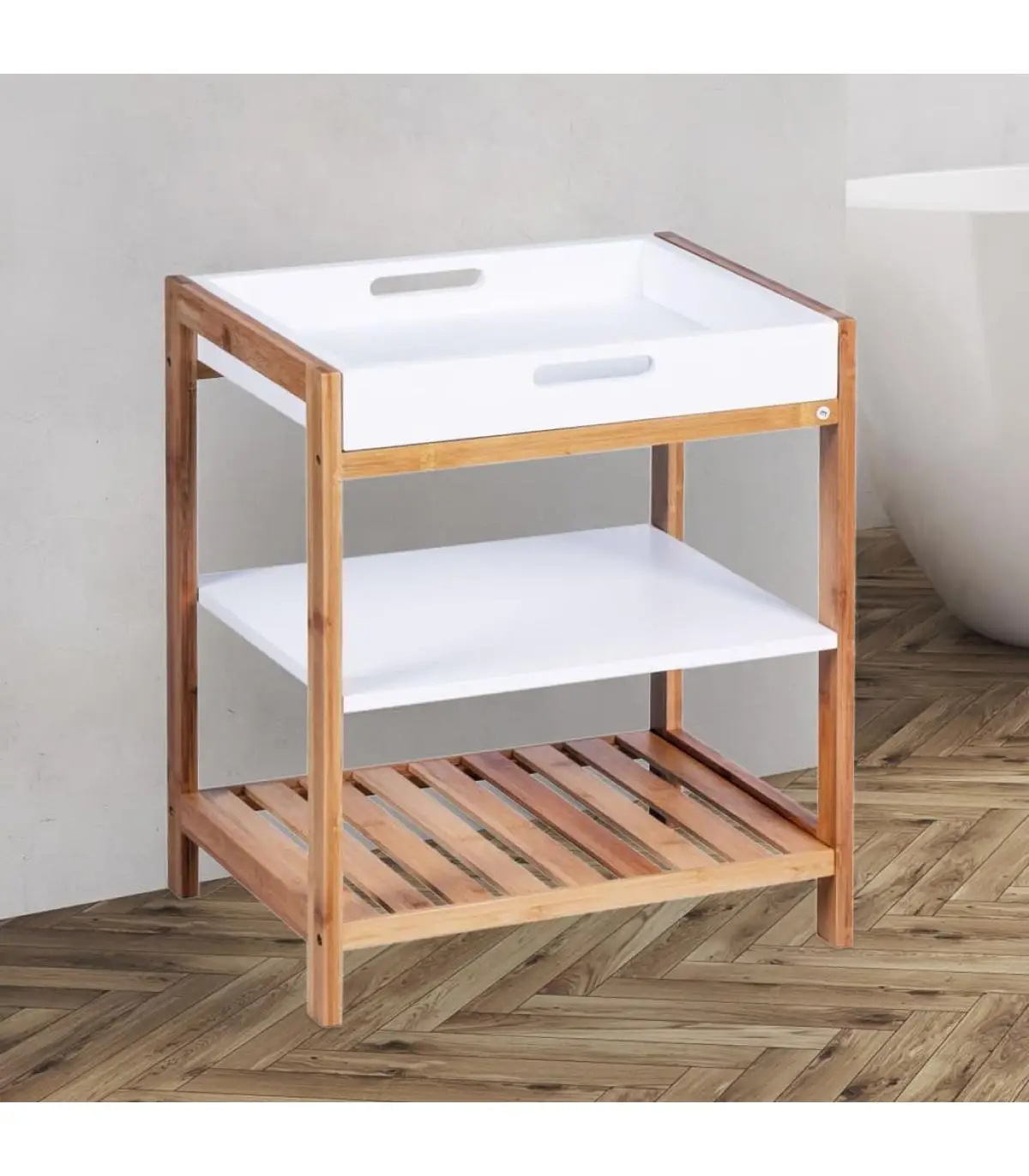 Household storage drawers HI multipurpose bamboo bathroom shelf 40x30x50 cm