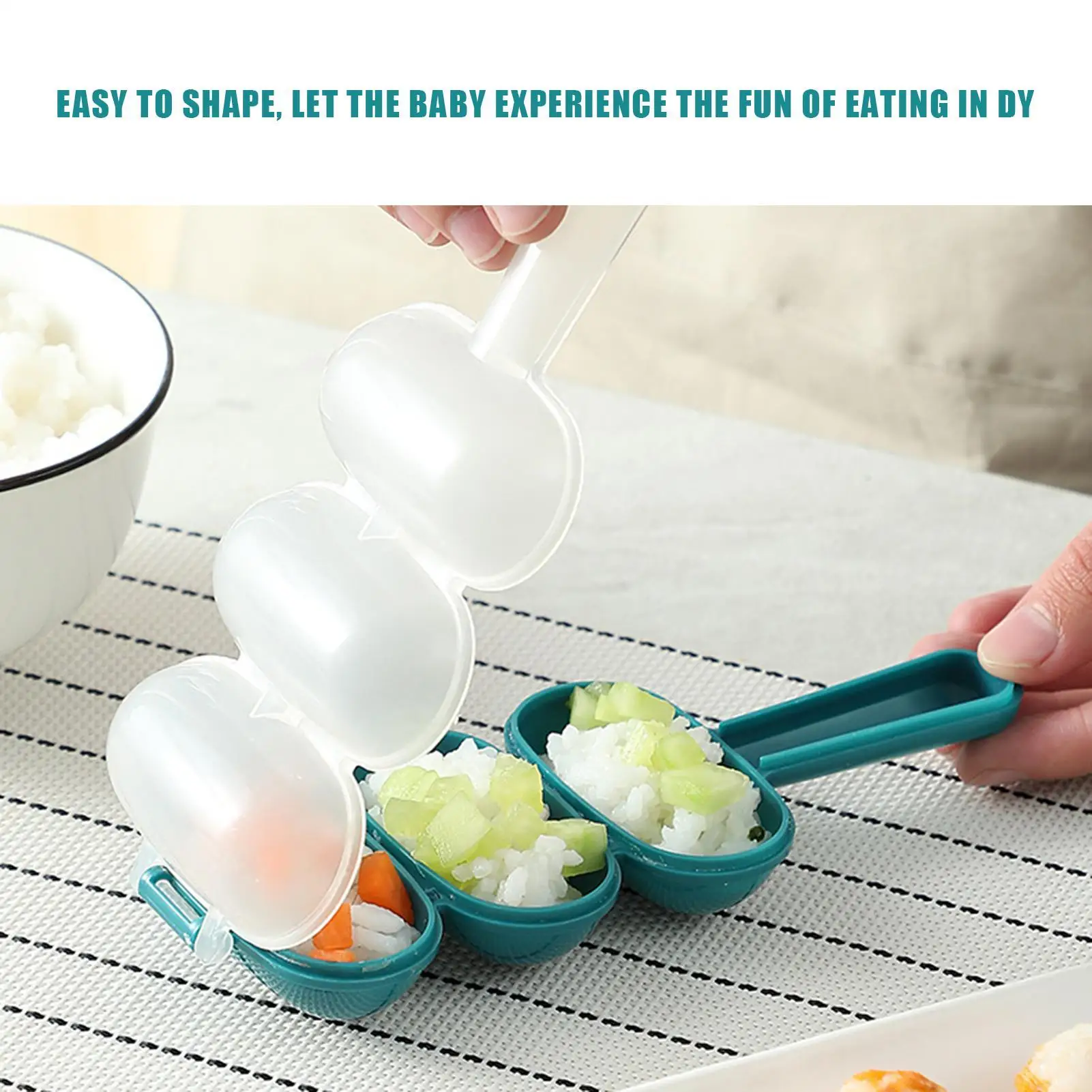 

DIY Rice Ball Shaker Non-Stick Rice Ball Mould 3-cavity Sushi Maker Rice Mold Kitchen Sushi Tools Kitchen Gadget