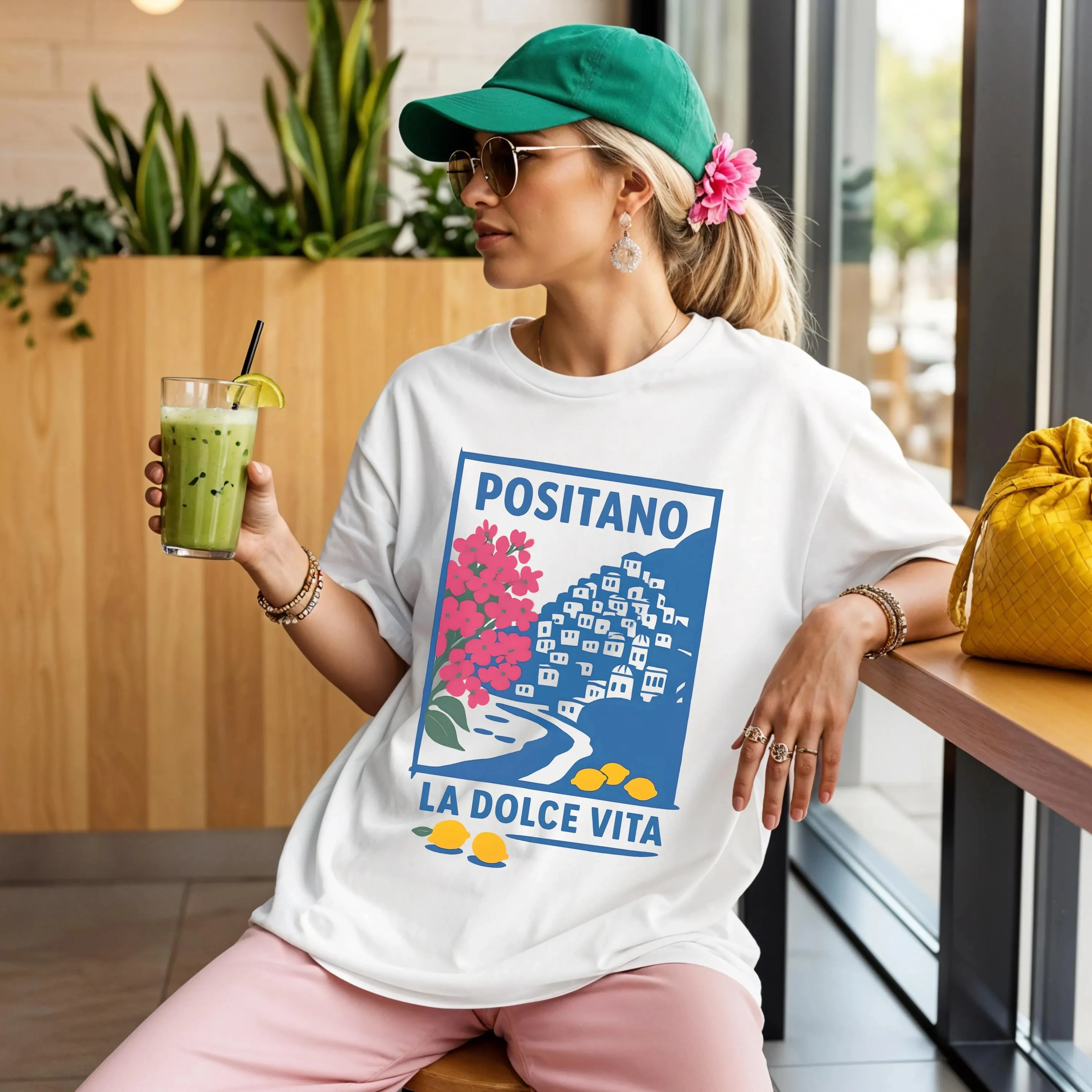 

Женская летняя футболка больших размеров в винтажном стиле с принтом «Лимоны Амальфи», Италия, хлопок, дышащая, стильная, универсальная, в уличном стиле, оверсайз