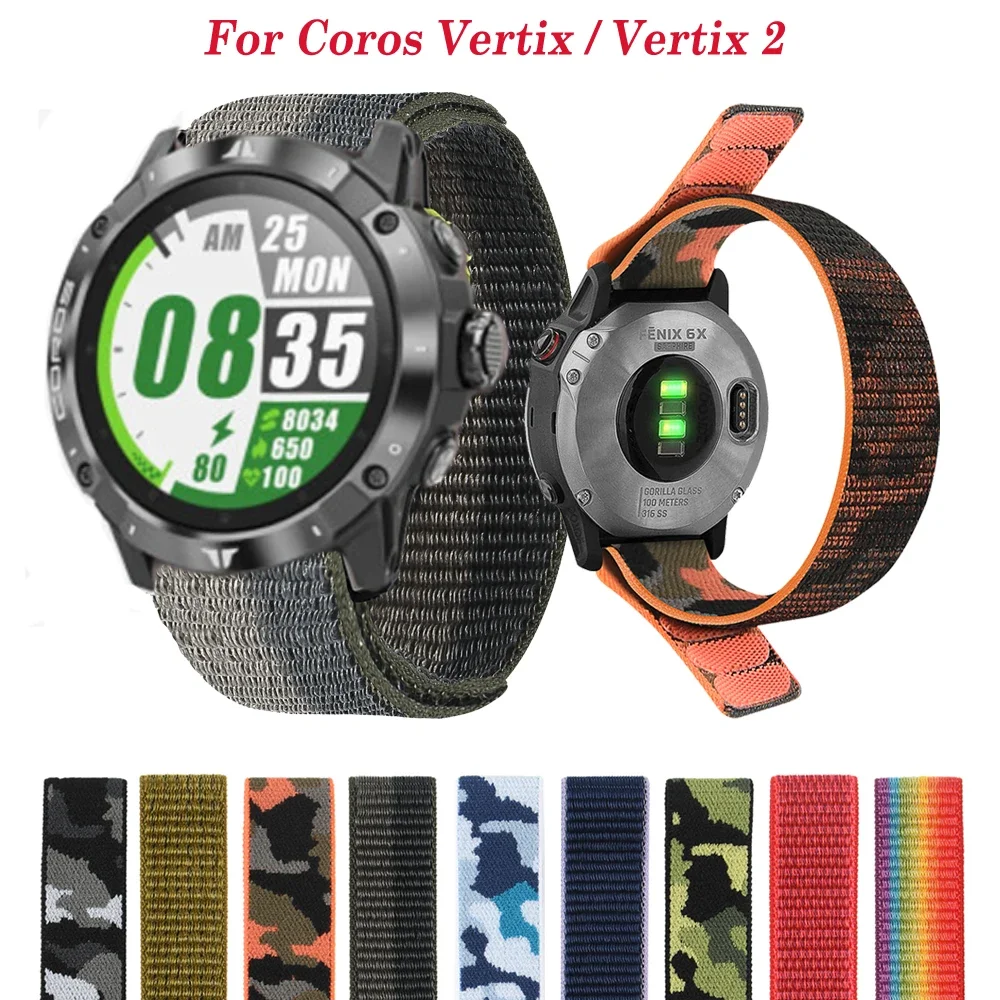 

Ремешок нейлоновый для наручных часов Coros Vertix/Vertix 2 Easyfit, браслет для Garmin Fenix 5 5X Plus 6 6X Pro 7 7X, 22/26 мм