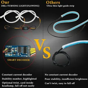 Luzes diurnas de carro, DRL fluindo, LED flexível, sinal de giro branco, olhos de anjo amarelo, 12V, 30cm, 45cm, 60cm, 2pcs 12 principais vendas drl e pisca - №11