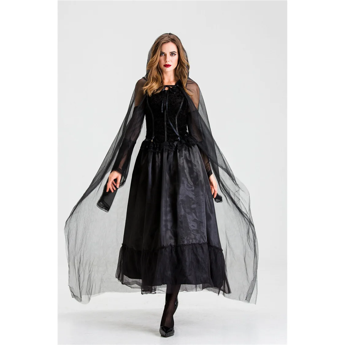 loween Death God Ghost Bride Hell Godd Witch Devil  Size Splitting Dr Par Costume Women's Faion Clothing