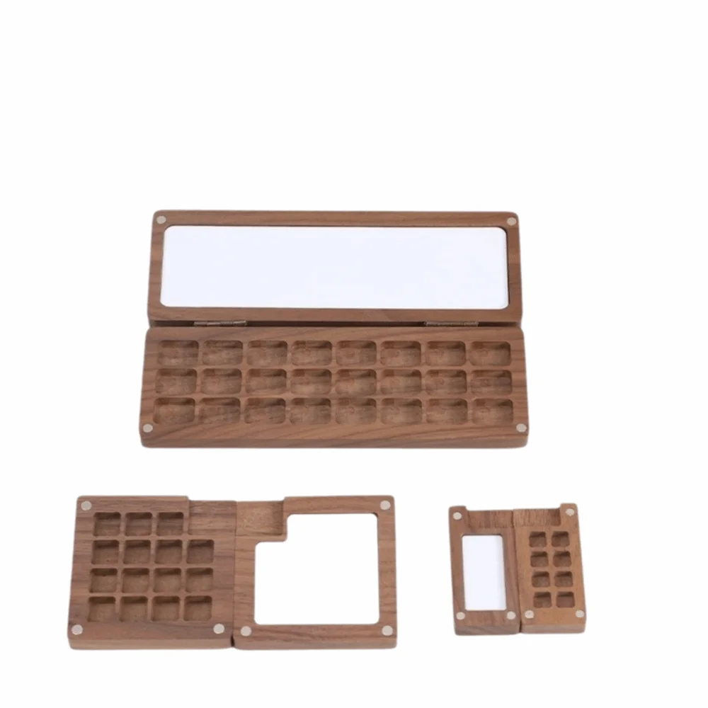 Mini Watercolor Painting Case 24 Grids Wooden Artist Travel Palette Magnetic Lid Gouache Paint Storage Watercolor Paint Box