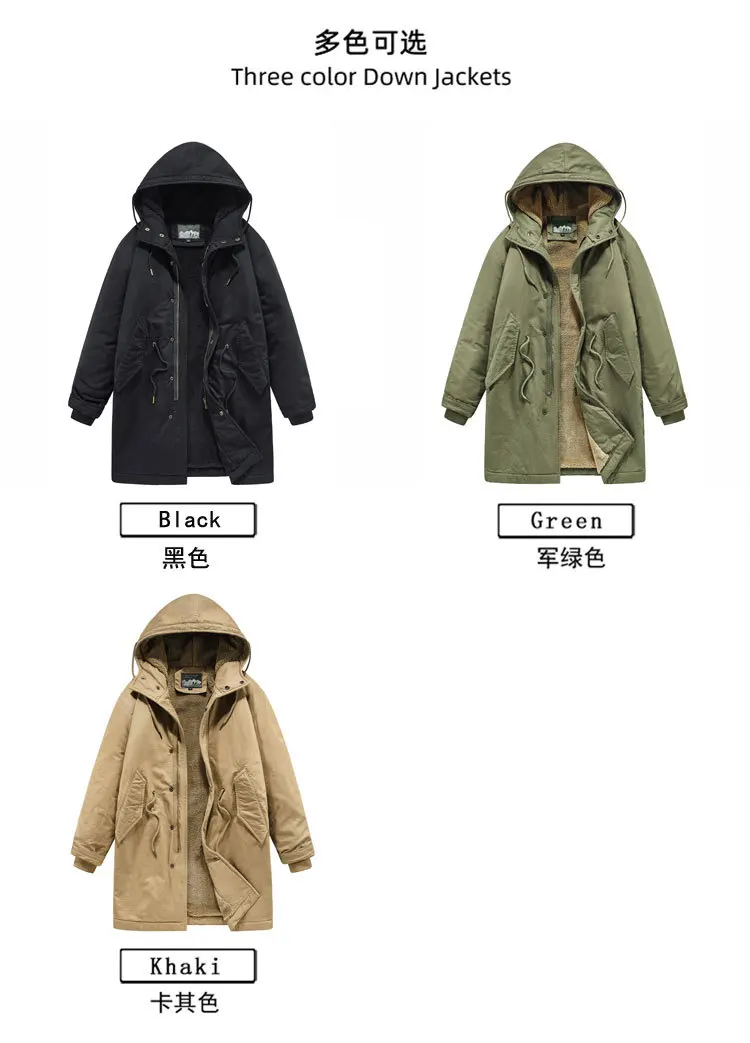 Neue Winter-Herrenjacken mit Kapuze und Pelzkragen, Warme Lange Fleece-Jacken, Hochwertige Outdoor-Freizeitjacken für Männer – Detail 3