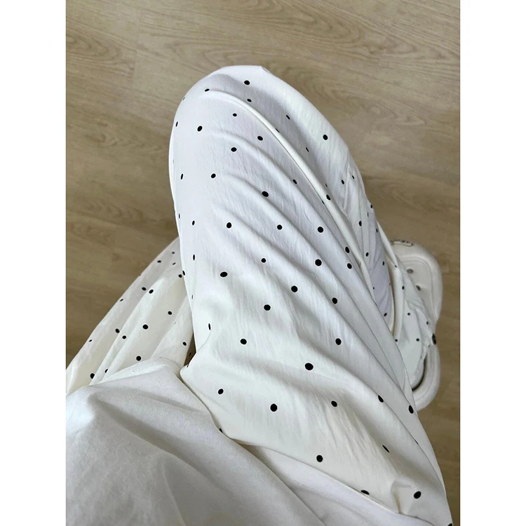 2025 여름 신상 물방울 무늬 와이드 레그 팬츠 여성용 얇은 캐주얼 소형 사이즈 텍스처 레이지 아이스 실크 셈바치 팬츠 하이웨이스트 롱 팬츠