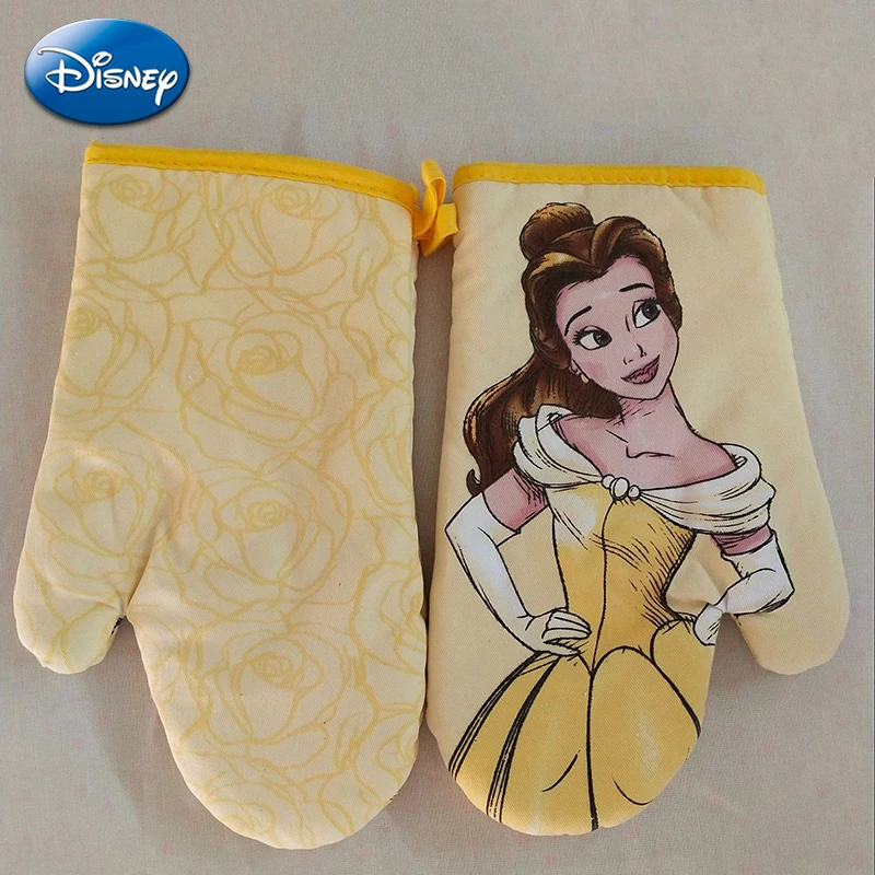 Перчатки для духовки Disney Belle Princess, Мультяшные фигурки для готовки, антиожоги, изоляционная перчатка, кухонные принадлежности для