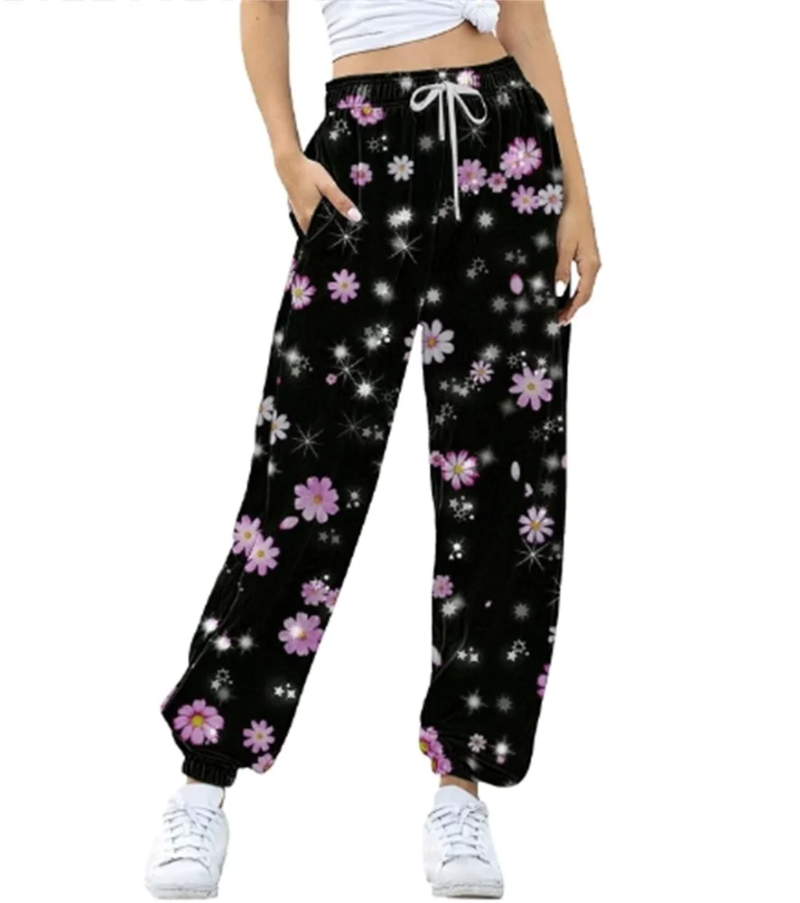 

Women's casual pants, women's waist cinching sports pants, jogging pants, exercise high waisted yoga sports pants with pockets