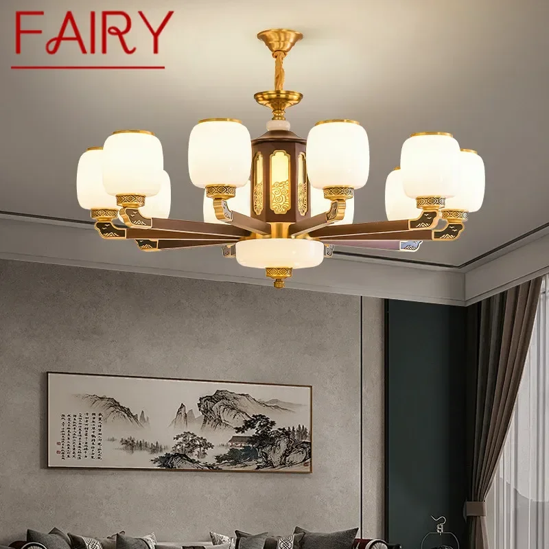 FAIRY Contemporary Luxury Brass Pendent Lamp  Chinese style Living Room Dining Room Bedroom Villa Hotel Sample Room Chandelier