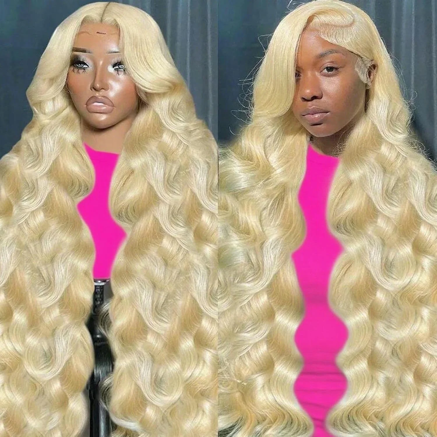 

613 Honey Blonde 5x5 Glueless Body Wave Human Hair 40 Inch 13x6 HD Transparent Lace Front Wigs 250 Density Brazilian Human Hair