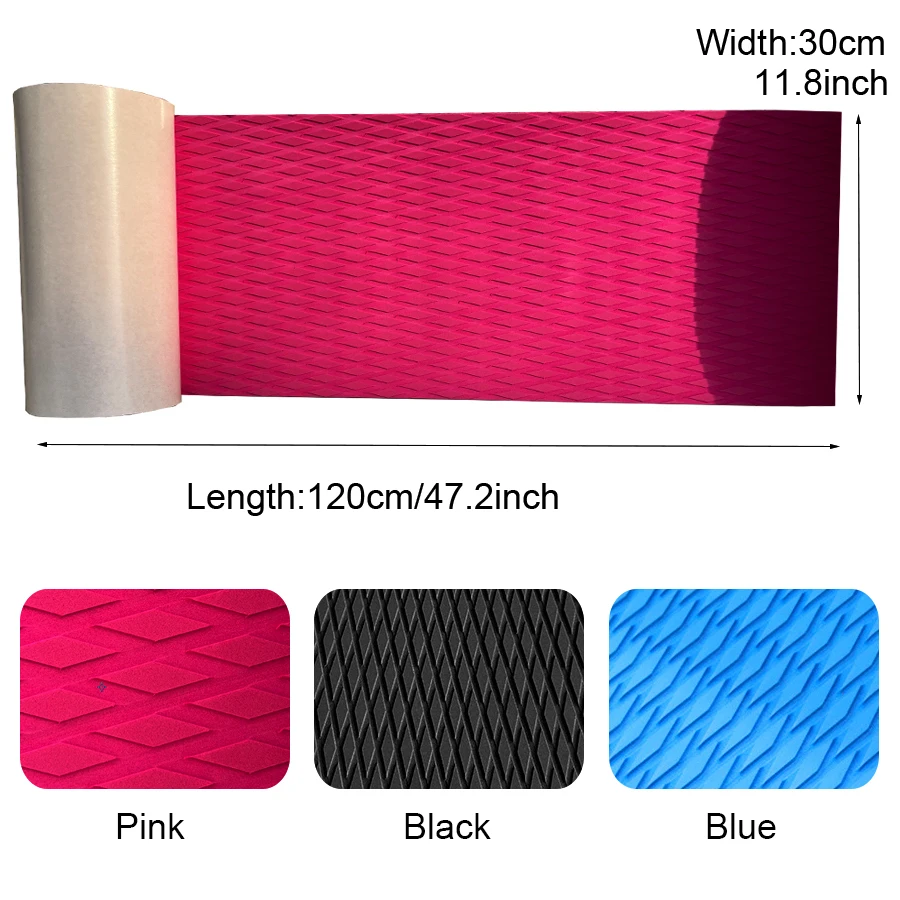 120*30cm EVA Surfboard Grip Pad Anti Slip Diamond Tration Cutable Single Board Kayak Skateboard Motorboat Stair Ramp Pink Blue