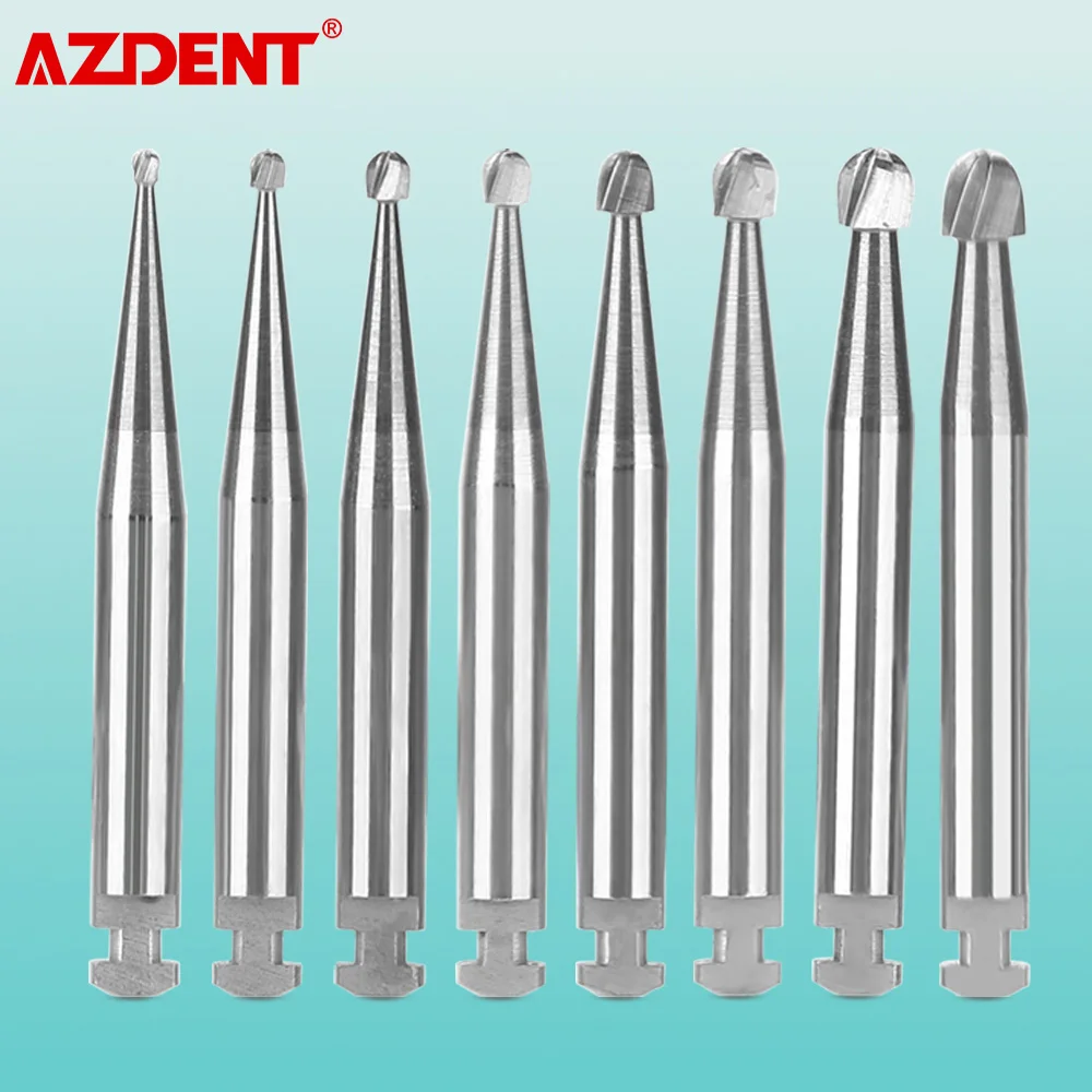 AZDENT 5pcs/pack Dental Tungsten Carbide Burs RA 2.35mm Round Bur for Low Speed Handpieces Dental Burs Dentistry Tools