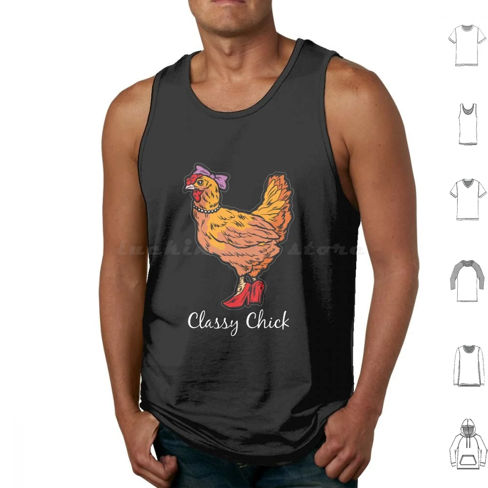 Classy Chick With High Heels And Silver Chain Tank Tops Print Cotton Chick Magnet Jewelry Chicken Chain Hen Night