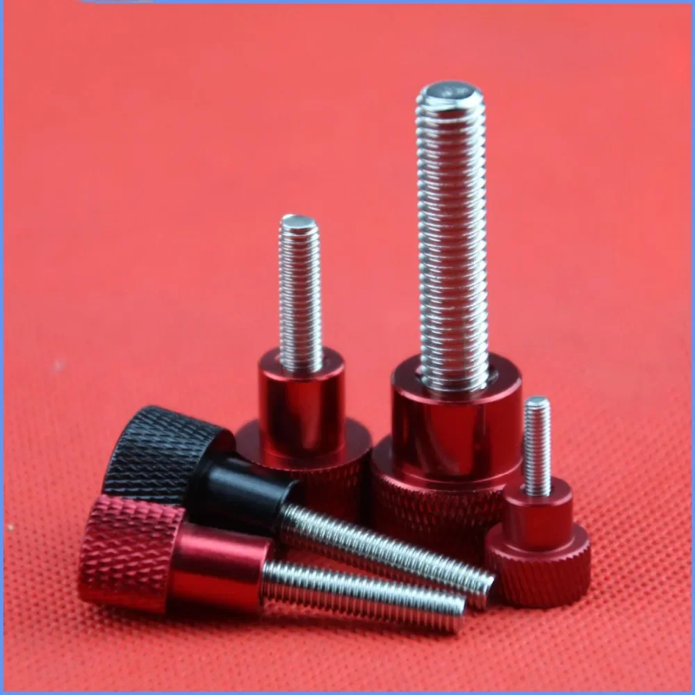 1Best 1pcs M6 diameter 12mm aluminum alloy handle stainless steel hand screw high head knurling hand screws 10mm-30mm length