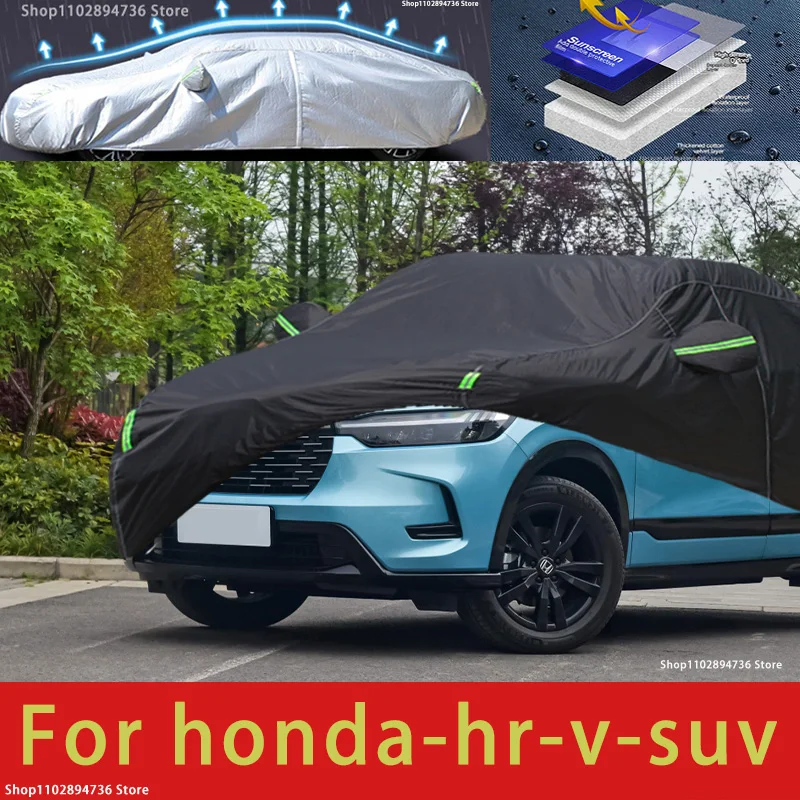 

For Honda HR-V Fit Outdoor Protection Full Car Covers Snow Cover Sunshade Waterproof Dustproof Exterior black car cover