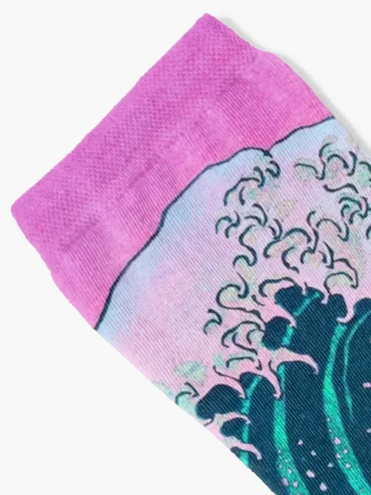 Vaporwave Aesthetic Great Wave Off Kanagawa Retro Sunset Socks ankle winter Male Socks Women's