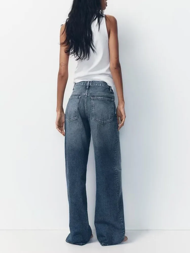 Spring New Arrival Women's High Waist Slimming Wide Leg Jeans Versatile Basic Sle Long Pants Faionable Ladies Denim