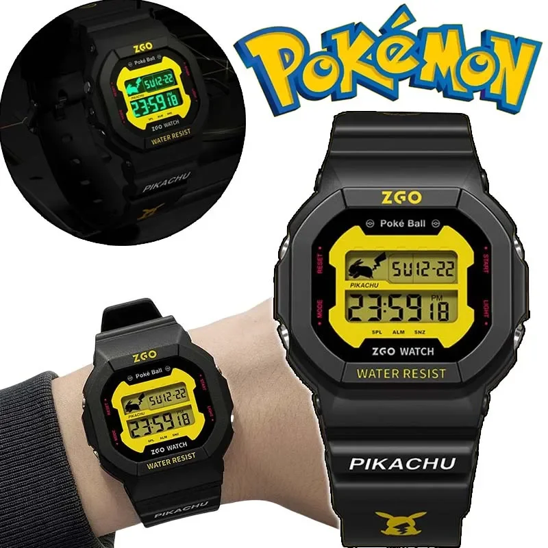 Pikachu LED Digital Watches Luminous Fashion Sport Waterproof Watches for Men and Women Smart Watch Birthday Thanksgiving Gifts