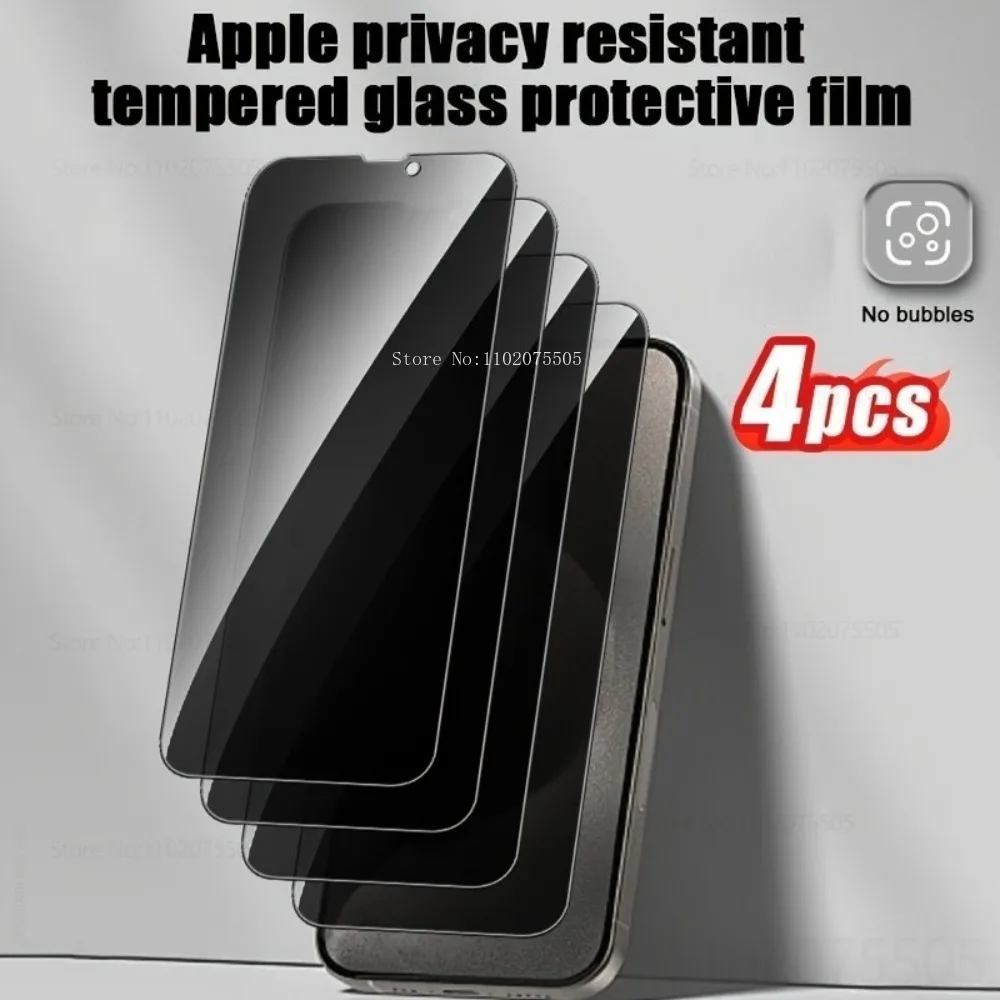 

4Pcs Full Coverage Privacy Tempered Glass for IPhone 17 Promax 16E 14 Plus Anti-peeping Screen Protector 11 12 13 Promax 15 Pro